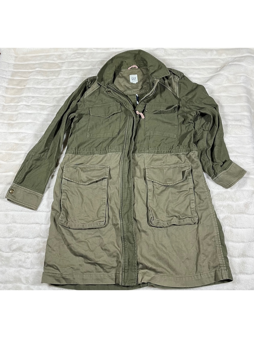 Gap Men's Unisex L Dark Olive FullZip Utility Pocket Goblin School Casual Jacket